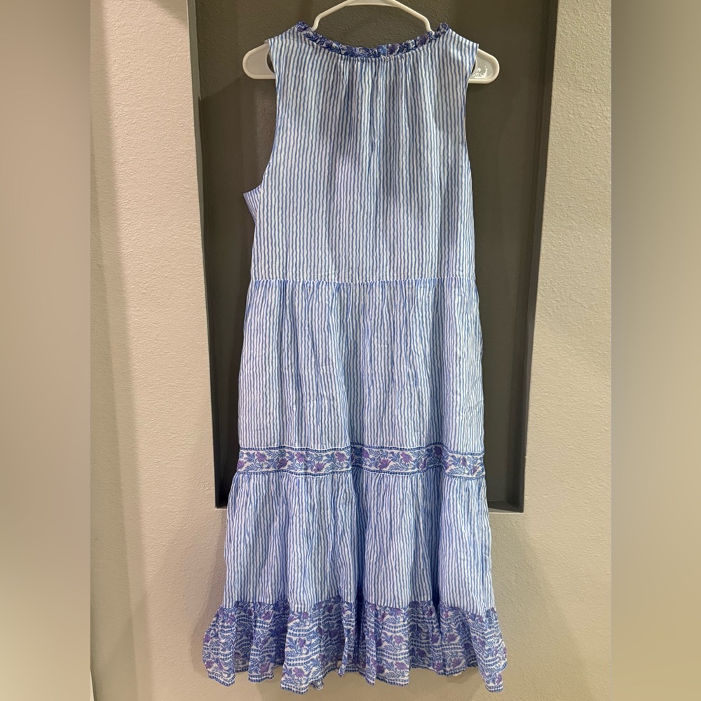 NWT Women's Vineyard Vines border print Bayside blue midi dress! Size large - Picture 3 of 6